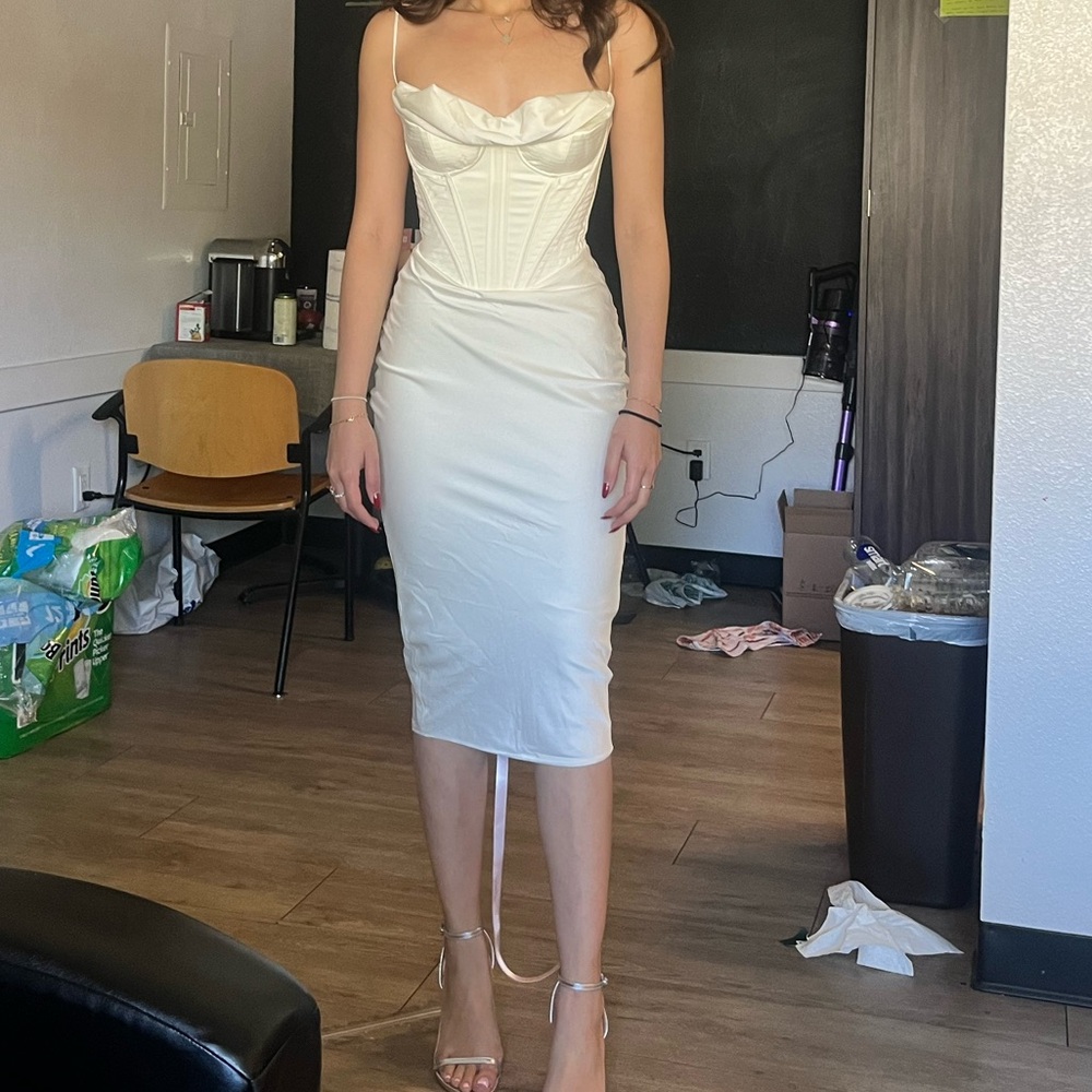 House of CB ivory Bodycon corset midi dress